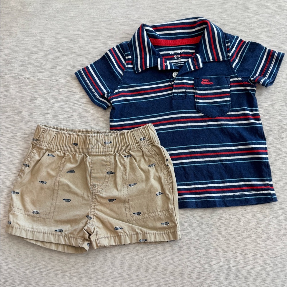 Carter's Navy and Red Striped Polo Shirt